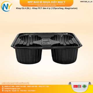 Khay GL4 (BL) - Khay PET đen 4 ly (125pcs/bag, 4bag/carton) - ảnh 2