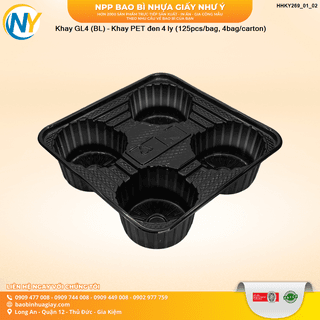 Khay GL4 (BL) - Khay PET đen 4 ly (125pcs/bag, 4bag/carton) - ảnh 3