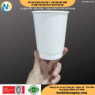 Ly giấy D80 - 8oz 2 lớp - Trắng (UKP) (500 cái/thùng) - ảnh 4