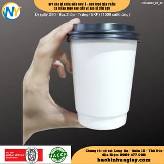 Ly giấy D80 - 8oz 2 lớp - Trắng (UKP) (500 cái/thùng) - ảnh 2
