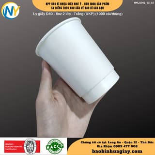 Ly giấy D80 - 8oz 2 lớp - Trắng (UKP) (500 cái/thùng) - ảnh 3