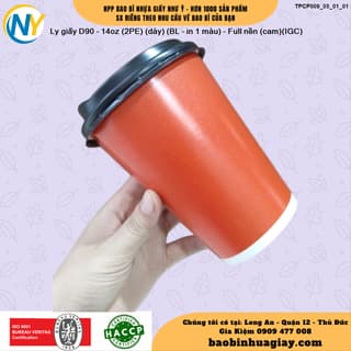 Ly giấy D90 - 14oz (2PE) (dày) (BL - in 1 màu) - Full nền (cam)(IGC) - ảnh 5