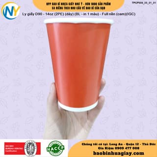 Ly giấy D90 - 14oz (2PE) (dày) (BL - in 1 màu) - Full nền (cam)(IGC) - ảnh 3