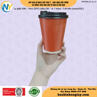 Ly giấy D90 - 14oz (2PE) (dày) (BL - in 1 màu) - Full nền (cam)(IGC) - ảnh 2