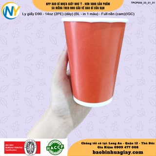 Ly giấy D90 - 14oz (2PE) (dày) (BL - in 1 màu) - Full nền (cam)(IGC) - ảnh 4