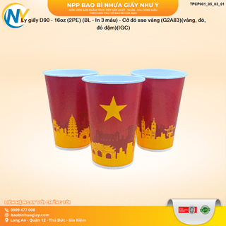 Ly giấy D90 - 16oz (2PE) (BL - In 3 màu) - Cờ đỏ sao vàng (G2A83)(vàng, đỏ, đỏ đậm)(IGC) - ảnh 4