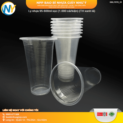 Ly nhựa 95-600ml Sọc (1.000 cái/bao) (TH) (xanh lá) | LY PP SỌC GÂN - LY PS - LY TRÀ NHỎ - NHA KHOA - SP | Mã HHLY078_01 | Tổng kho phân phối đồ dùng 1 lần 1lan.vn
