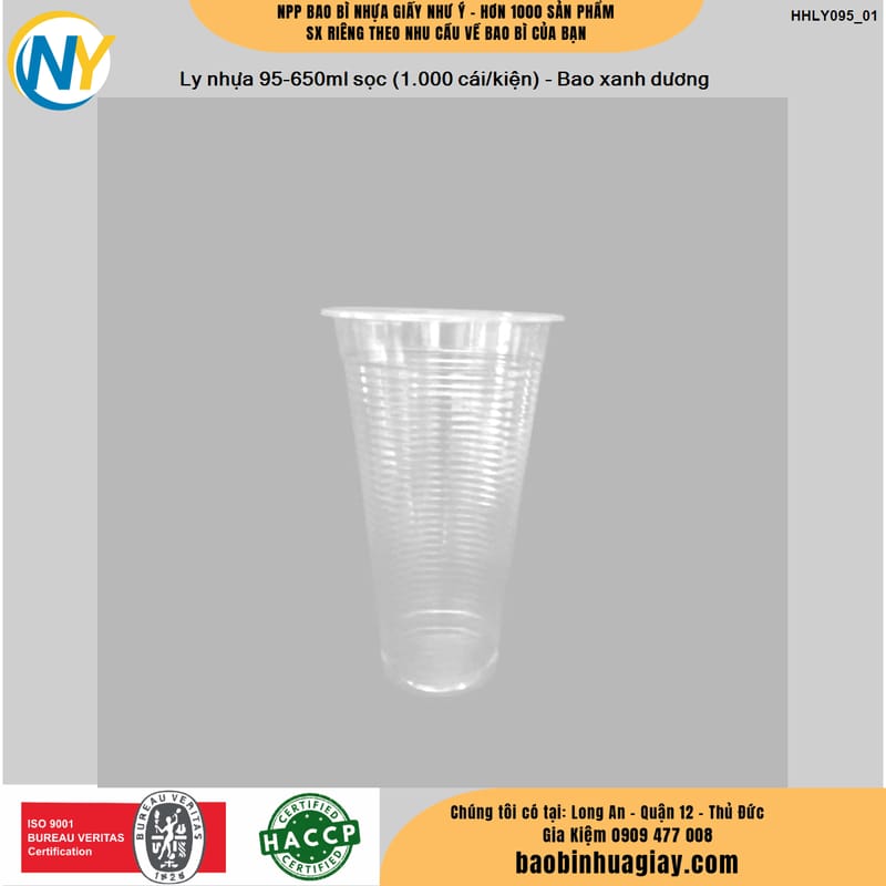 Ly nhựa D95-650ml sọc (1.000 cái/kiện) - Bao xanh dương