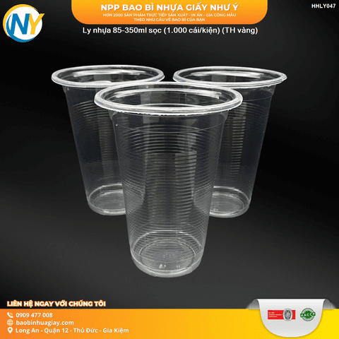 Ly nhựa  D85-350ml Sọc (1.000 cái/bao) (TH) ( BAO VÀNG ) | LY PP SỌC GÂN - LY PS - LY TRÀ NHỎ - NHA KHOA - SP | Mã HHLY047 | Tổng kho phân phối đồ dùng 1 lần 1lan.vn