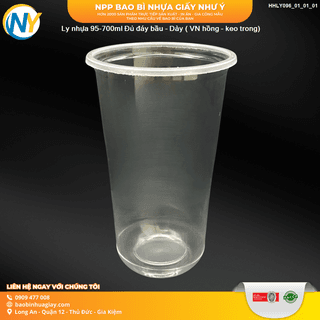 Ly nhựa 95-700ml Đủ đáy bầu - Dày ( VN hồng - keo trong) - ảnh 2