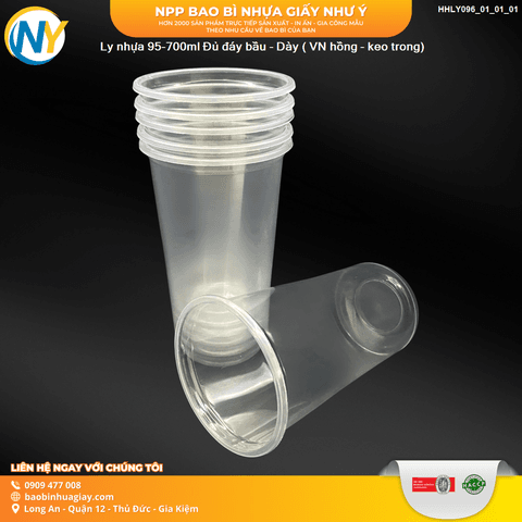 Ly nhựa 95-700ml Đủ đáy bầu - Dày ( VN hồng - keo trong) | LY NHỰA PP | Mã HHLY096_01_01_01 | Tổng kho phân phối đồ dùng 1 lần 1lan.vn