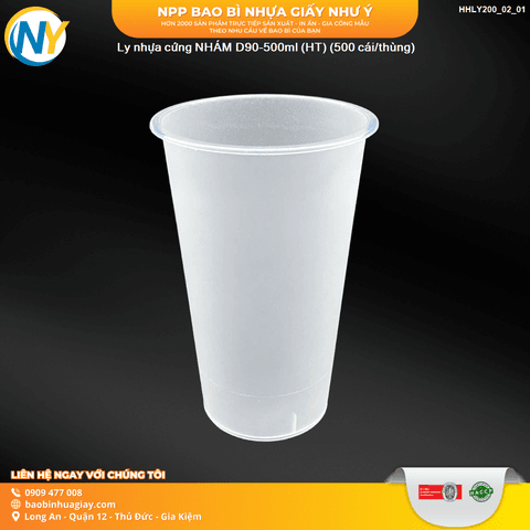 Ly nhựa cứng NHÁM D90-500ml (HT) (500 cái/thùng) | LY NHỰA CỨNG - LY ĐỘC LẠ - LY TRENDING | Mã HHLY200_02_01 | Tổng kho phân phối đồ dùng 1 lần 1lan.vn