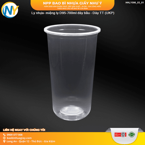 Ly nhựa- miệng ly D95-700ml đáy bầu - Dày TT (10.0) (UKP) | LY NHỰA PP | Mã HHLY096_03_01 | Tổng kho phân phối đồ dùng 1 lần 1lan.vn