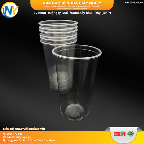 Ly nhựa- miệng ly D95-700ml đáy bầu - Dày (UKP) | LY NHỰA PP | Mã HHLY096_04_01 | Tổng kho phân phối đồ dùng 1 lần 1lan.vn