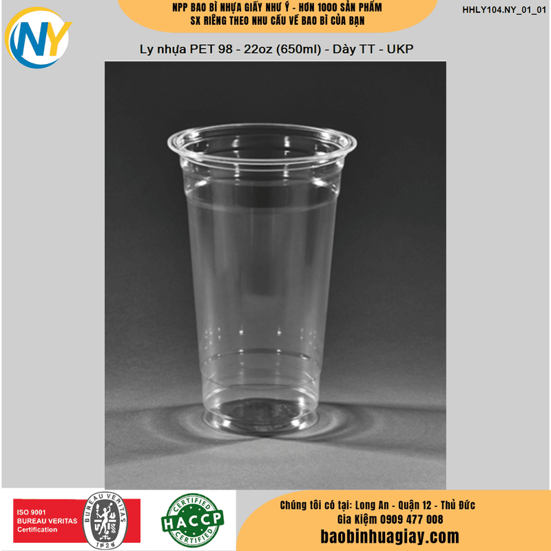 Ly nhựa PET- miệng ly D98- 22oz (650ml) - Dày TT - UKP | LY NHỰA PET | Mã HHLY104.NY_01_01