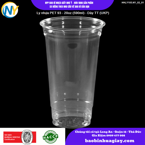 Ly nhựa PET- miệng ly D93- 20oz (590ml) - Dày TT (12.0) (UKP) | LY NHỰA PET | Mã HHLY105.NY_02_01 | Tổng kho phân phối đồ dùng 1 lần 1lan.vn