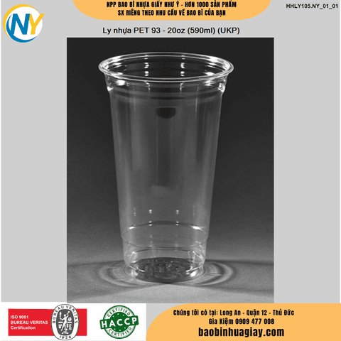 Ly nhựa PET- miệng ly D93- 20oz (590ml) (UKP) | LY NHỰA PET | Mã HHLY105.NY_01_01 | Tổng kho phân phối đồ dùng 1 lần 1lan.vn