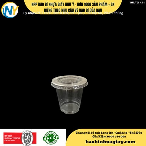 Ly nhựa PET D74 - 5oz & Nắp PET (BL) - 50 bộ/ túi, 20 túi/ thùng | LY NHỰA PET | Mã HHLY083_01 | Tổng kho phân phối đồ dùng 1 lần 1lan.vn