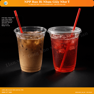 Ly nhựa PET D93 -12/14oz(350ml) DÀY - UKP (93-12oz- đỏ)