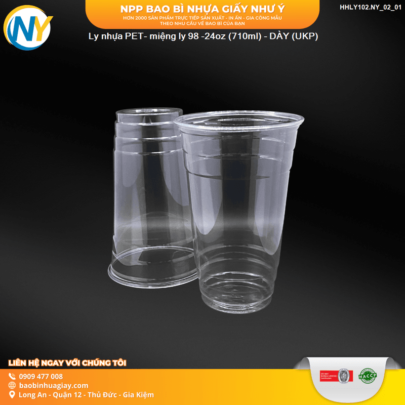 Ly nhựa PET- miệng ly D98- 24oz (710ml) - DÀY- (UKP)