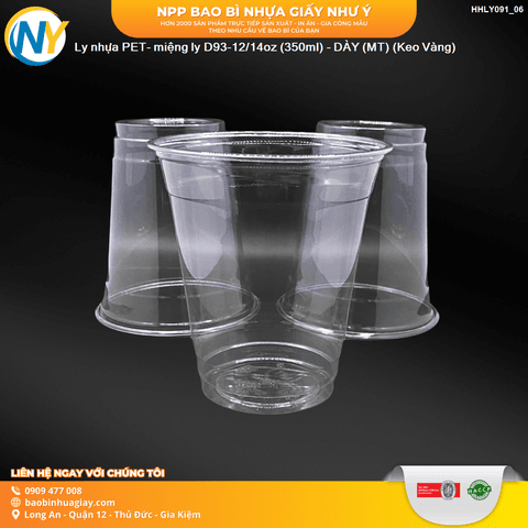 Ly nhựa PET- miệng ly D93-12/14oz (350ml) - DÀY TT (MT) (Keo Vàng) | LY NHỰA PET | Mã HHLY091_06_01 | Tổng kho phân phối đồ dùng 1 lần 1lan.vn