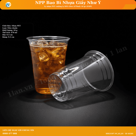 Ly nhựa PET- miệng ly D93-16oz (470ml) 10 gr (UKP) | LY NHỰA PET | Mã HHLY107.NY_02_01 | Tổng kho phân phối đồ dùng 1 lần 1lan.vn