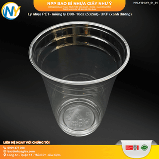 Ly nhựa PET- miệng ly D98- 16oz (532ml)- DÀY (UKP) (thùng xanh dương) - ảnh 2