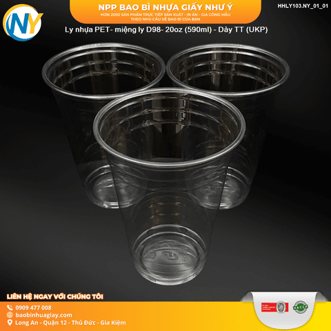 Ly nhựa PET- miệng ly D98- 20oz (590ml) - Dày TT (12.0) (UKP) | LY NHỰA PET | Mã HHLY103.NY_01_01 | Tổng kho phân phối đồ dùng 1 lần 1lan.vn