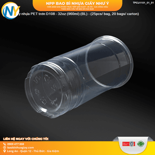 Ly nhựa PET trơn D108 - 32oz (960ml) (BL) - (25pcs/ bag, 20 bags/ carton) - ảnh 2