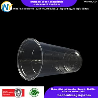 Ly nhựa PET trơn D108 - 32oz (960ml) L2 (BL) - 25pcs/ bag, 20 bags/ carton - ảnh 3