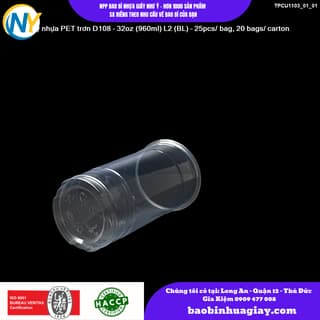 Ly nhựa PET trơn D108 - 32oz (960ml) L2 (BL) - 25pcs/ bag, 20 bags/ carton - ảnh 2