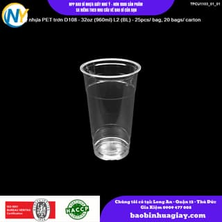 Ly nhựa PET trơn D108 - 32oz (960ml) L2 (BL) - 25pcs/ bag, 20 bags/ carton - ảnh 4