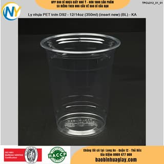 Ly nhựa PET trơn D92 - 12/14oz (350ml) (insert new) (BL) - KA - ảnh 2