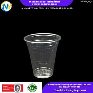 Ly nhựa PET trơn D98 - 14oz (420ml thiếu) (BL) - KA - ảnh 4