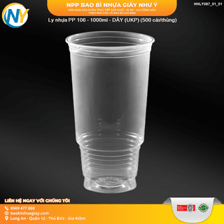 Ly nhựa PP 106 - 1000ml - DÀY (UKP) (500 cái/thùng) - ảnh 1