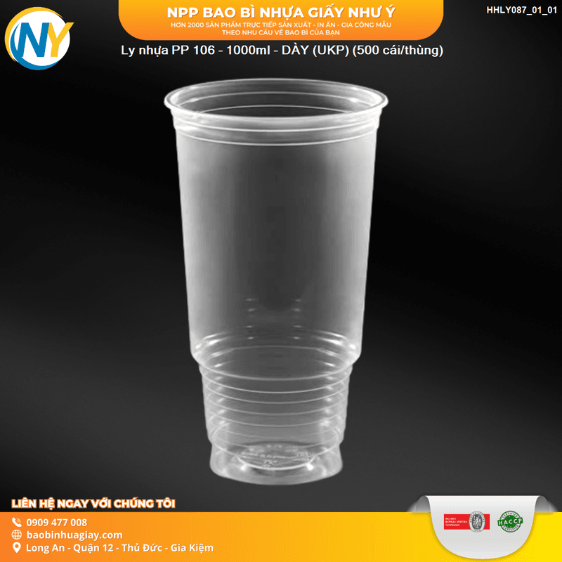 Ly nhựa PP 106 - 1000ml - DÀY (UKP) (500 cái/thùng)