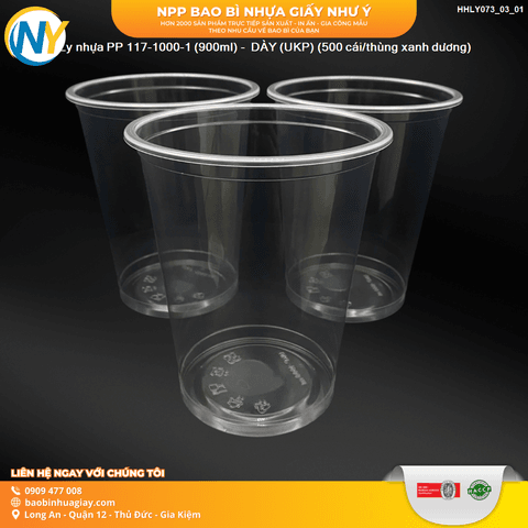 Ly nhựa PP 117-1000-1 (900ml) -  DÀY (UKP) (500 cái/thùng xanh dương) | LY NHỰA PP | Mã HHLY073_03_01 | Tổng kho phân phối đồ dùng 1 lần 1lan.vn