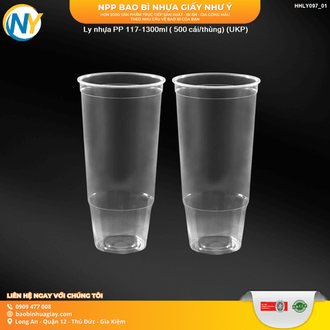 Ly nhựa PP 117-1300ml ( 500 cái/thùng) (UKP) | LY NHỰA PP | Mã HHLY097_01 | Tổng kho phân phối đồ dùng 1 lần 1lan.vn