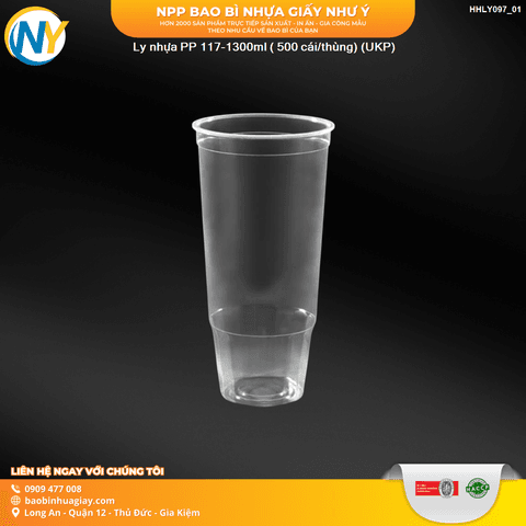 Ly nhựa PP 117-1300ml ( 500 cái/thùng) (UKP) | Tổng kho phân phối đồ dùng 1 lần 1lan.vn