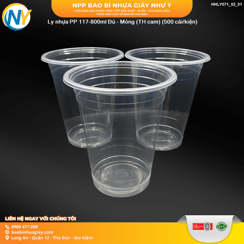 Ly nhựa PP 117-800ml Đủ - Mỏng (8.5) (TH) (cam) (500 cái/bao) | LY NHỰA PP | Mã HHLY071_02_01 | Tổng kho phân phối đồ dùng 1 lần 1lan.vn