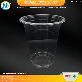 Ly nhựa PP 117-800ml Đủ - Mỏng (8.5) (TH) (cam) (500 cái/bao) - ảnh 2