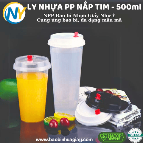 Ly nhựa PP 90-700ml nắp tim (UKP_PP Mờ) | LY NHỰA PP | Mã HHLY090_01 | Tổng kho phân phối đồ dùng 1 lần 1lan.vn
