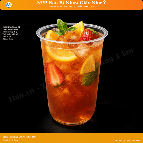 Ly nhựa PP 90- 360/420ml ĐÁY BẦU - DÀY (UKP) | LY NHỰA PP | Mã HHLY112_01_01 | Tổng kho phân phối đồ dùng 1 lần 1lan.vn