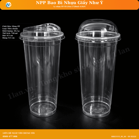 Ly nhựa PP 95-24oz (720ml) (UKP) | LY NHỰA PP | Mã HHLY111_01_01 | Tổng kho phân phối đồ dùng 1 lần 1lan.vn