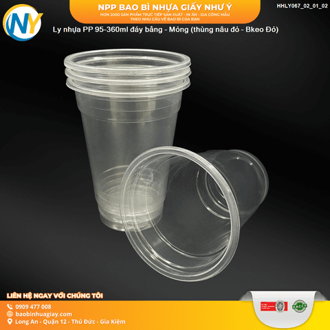 Ly nhựa PP 95-360ml đáy bằng - Mỏng (5.0) (TH) (BK Đỏ) | LY NHỰA PP | Mã HHLY067_02_01_02 | Tổng kho phân phối đồ dùng 1 lần 1lan.vn