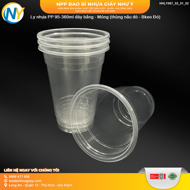 Ly nhựa PP 95-360ml đáy bằng - Mỏng (5.0) (TH) (BK Đỏ) | LY NHỰA PP | Mã HHLY067_02_01_02