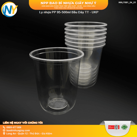 Ly nhựa PP miệng ly 95-500ml - ĐẤY BẦU - DÀY TT (7.5) (UKP) | LY NHỰA PP | Mã HHLY081_04_01 | Tổng kho phân phối đồ dùng 1 lần 1lan.vn