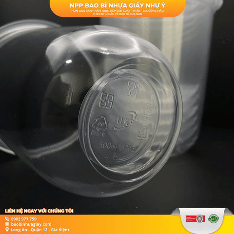 Ly nhựa PP miệng ly 95-500ml - ĐẤY BẦU - DÀY TT (7.5) (UKP) | Tổng kho phân phối đồ dùng 1 lần 1lan.vn