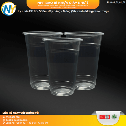 Ly nhựa PP 95- 500ml đáy bằng - Mỏng (6.0)(TH) (BK Đỏ) | LY NHỰA PP | Mã HHLY065_01_01_01 | Tổng kho phân phối đồ dùng 1 lần 1lan.vn