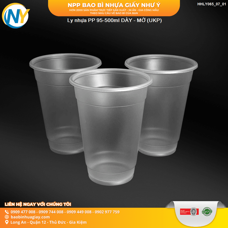Ly nhựa PP 95-500ml DÀY - MỜ (UKP) | LY NHỰA PP | Mã HHLY065_07_01